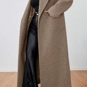 women's wool coat fashion long sleeve lapel long coat