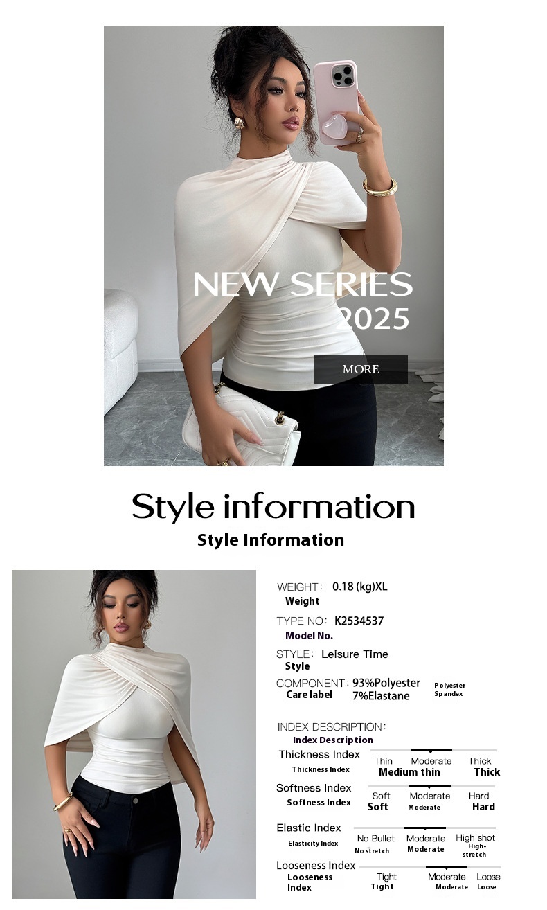 Solid Color Shawl Short-sleeved T-shirt Women's Autumn And Winter Advanced 88187823 208a 45d5 9525 C61ba16ef1ae Trans