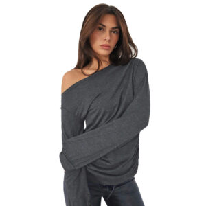 women's casual fashion trend t shirt autumnwinter stylish versatile loose slim fit diagonal collar top