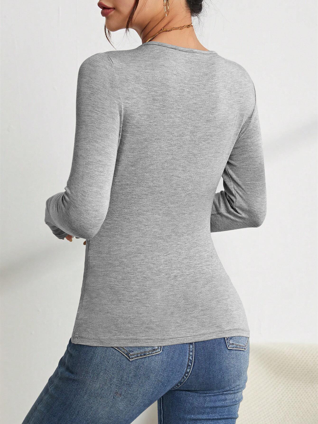 Women's Minimalist Design Square Neck T-shirt Slim And Versatile Autumn And Winter Base Layer 882e202a 197c 4a52 9cd8 Dba4a53c0b1d