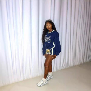 women's letter print color block loose sweatshirt