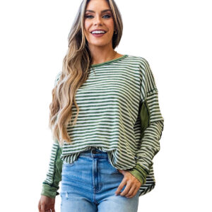 women's leisure pullover all matching striped top