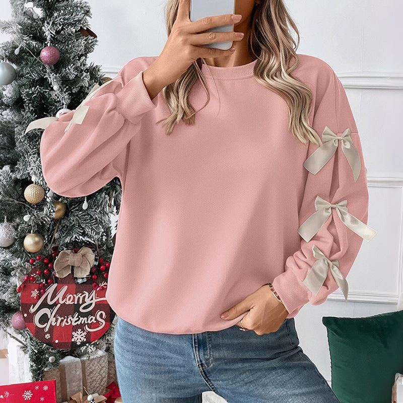 sweet bow decorated long sleeve sweatshirt sweet bow decorated long sleeve sweatshirt
