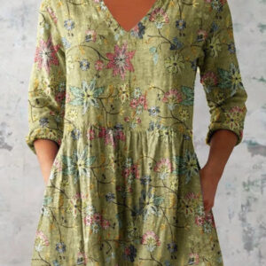 women's loose and comfortable digital printed round neck short sleeved top