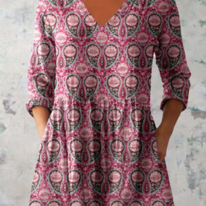 women's loose and comfortable digital printed round neck short sleeved top