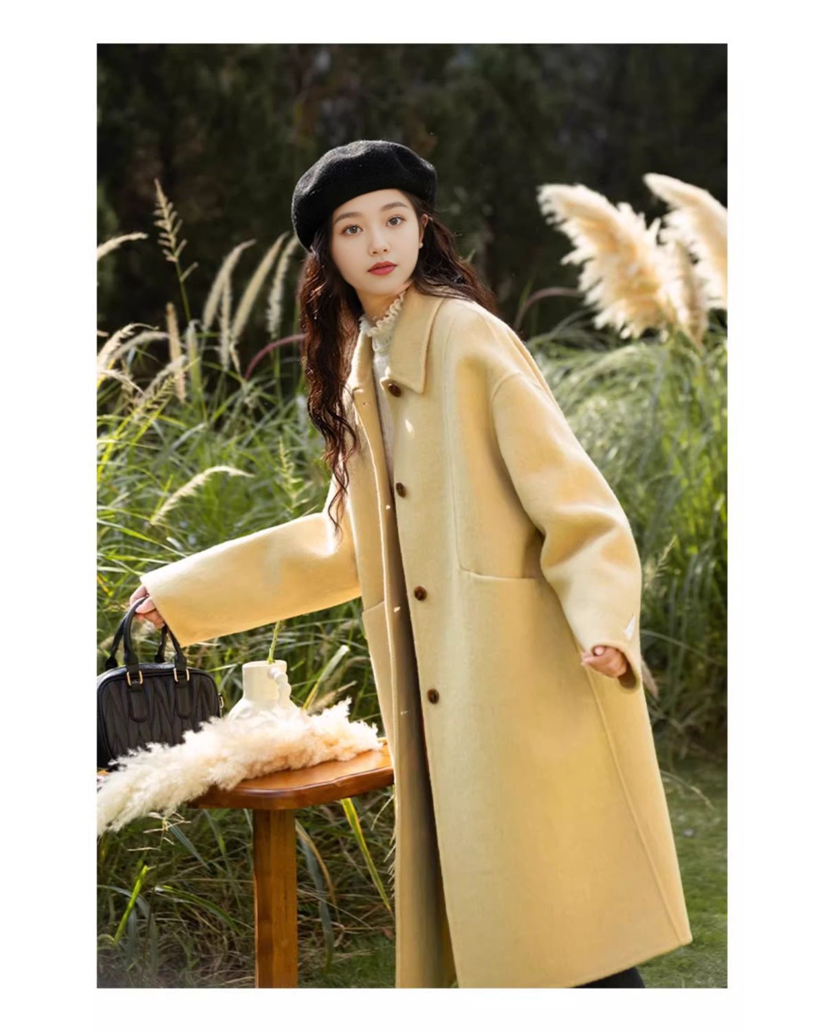 Loose-fit, Turn-down Collar, Double-faced Wool Coat, Mid-length Style 9540c116 2dcb 49d2 9da6 4993fd1de1b1