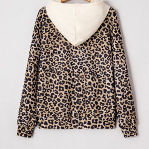 women's loose retro leopard print hooded sweatshirt