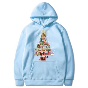 printed pocket hooded long sleeve sweatshirt for men and women