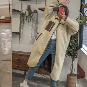 stand collar color matching lambswool two sided zipper coat