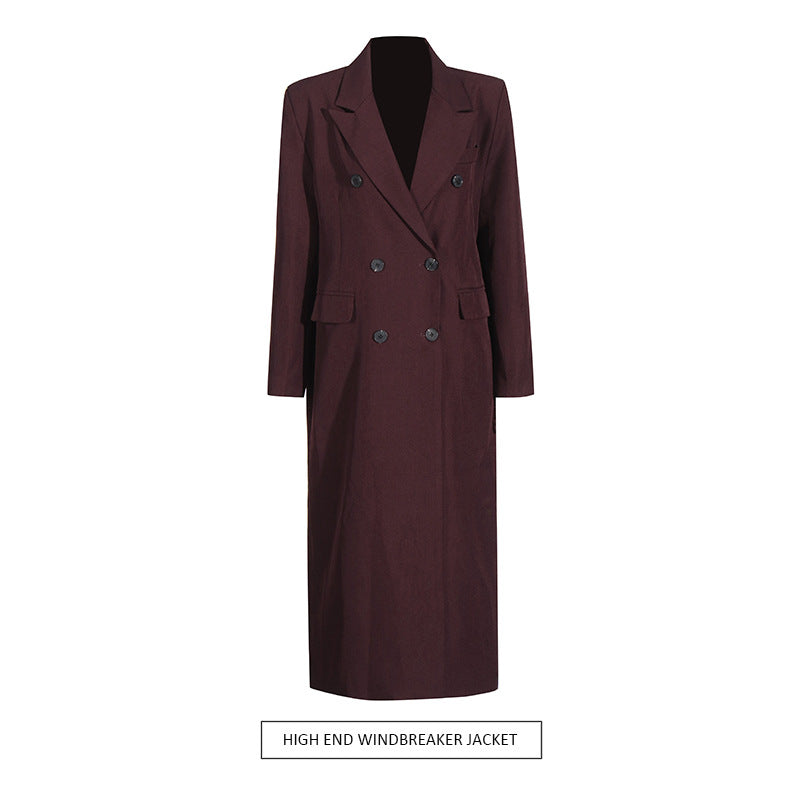 pure color all matching angola red long cut coat pure color all matching angola red long cut coat