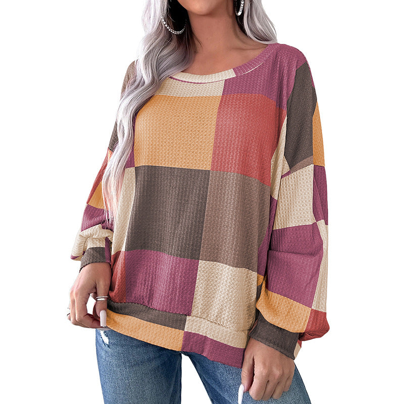 women's casual versatile color blocked round neck sweatshirt women's casual versatile color blocked round neck sweatshirt