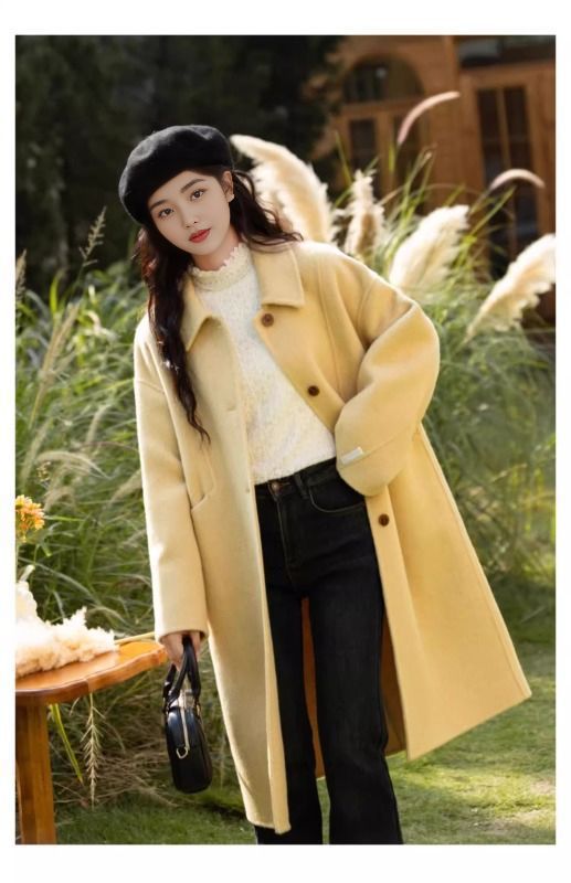 Loose-fit, Turn-down Collar, Double-faced Wool Coat, Mid-length Style B4b88345 3e8f 46db 8e43 Df82291d4d40