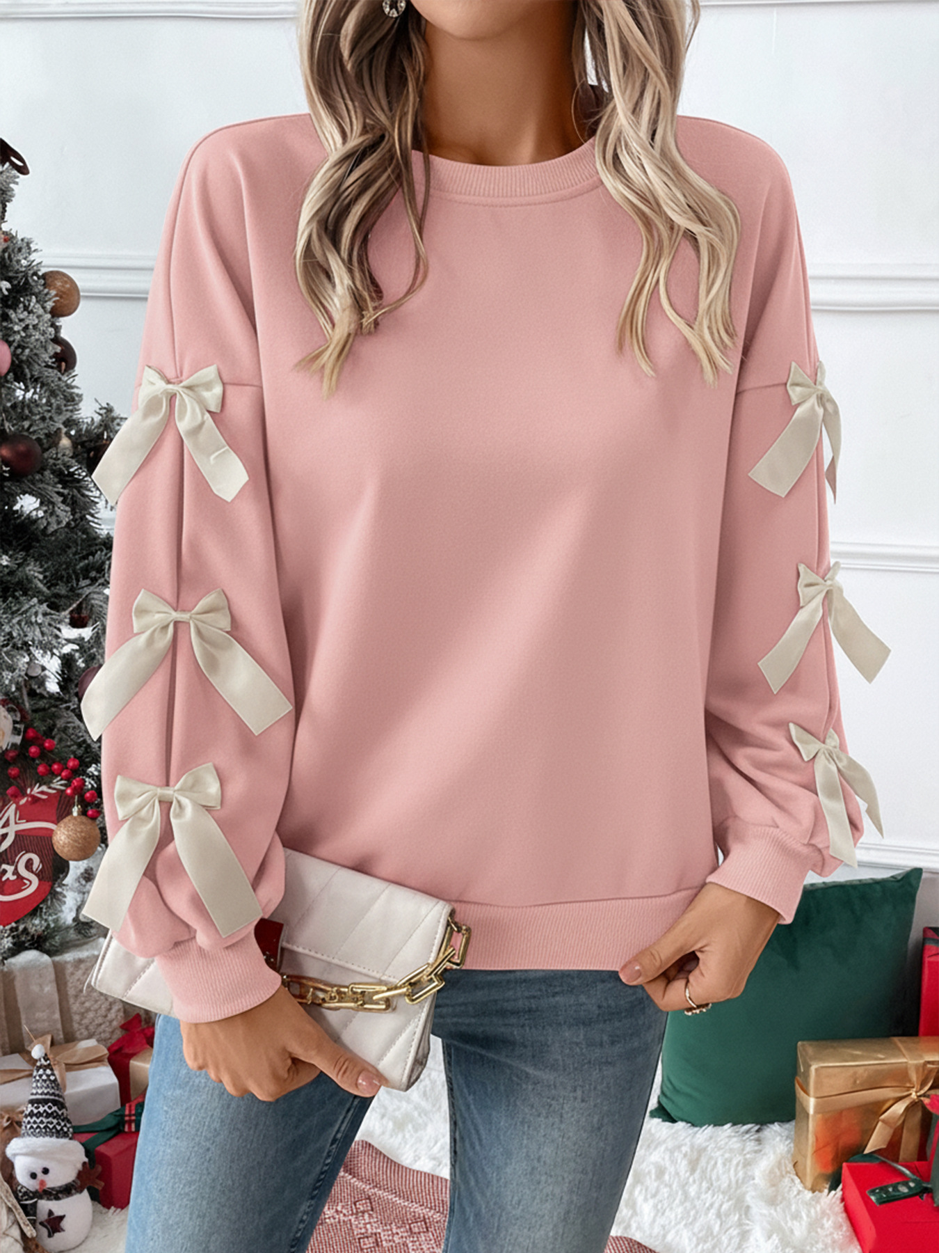 Sweet Bow Decorated Long Sleeve Sweatshirt B6a151b7 E4b7 4ffd B4bb 1f70e5d44c17