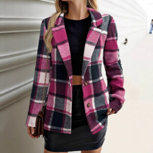 loose plaid jacket blazer versatile