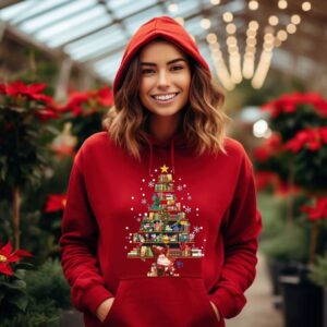 printed pocket hooded long sleeve sweatshirt for men and women