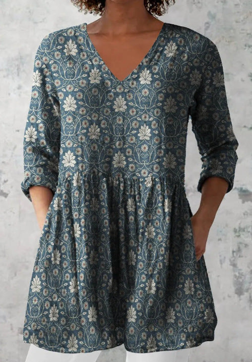 women's loose and comfortable digital printed round neck short sleeved top women's loose and comfortable digital printed round neck short sleeved top