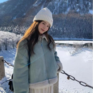 new deerskin velvet composite turn down collar coat women's thickened