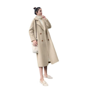 petite women's wool coat with notched lapel
