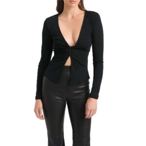 sexy v neck t shirt autumn and winter crop top long sleeve innerwear