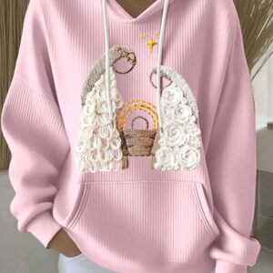 women's casual loose fashion waffle round neck sweatshirt