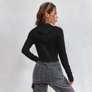 street style design zip up cardigan long sleeve women's top