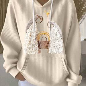 women's casual loose fashion waffle round neck sweatshirt