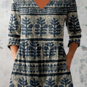 women's loose and comfortable digital printed round neck short sleeved top