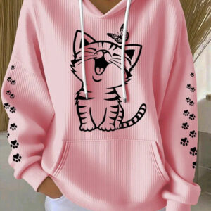 women's 3d printed casual waffle hoodie