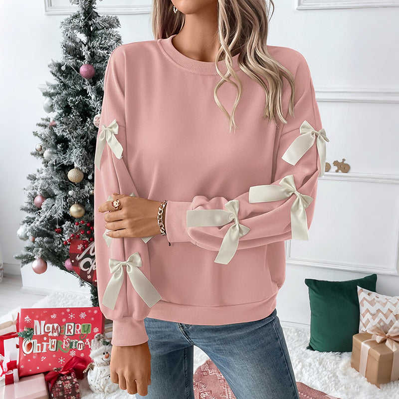 sweet bow decorated long sleeve sweatshirt sweet bow decorated long sleeve sweatshirt
