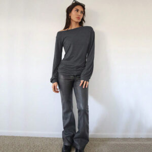 women's casual fashion trend t shirt autumnwinter stylish versatile loose slim fit diagonal collar top