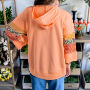 retro plaid hooded women's contrast color sweatshirt