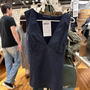 navy blue polka dot v neck tight waist outerwear top