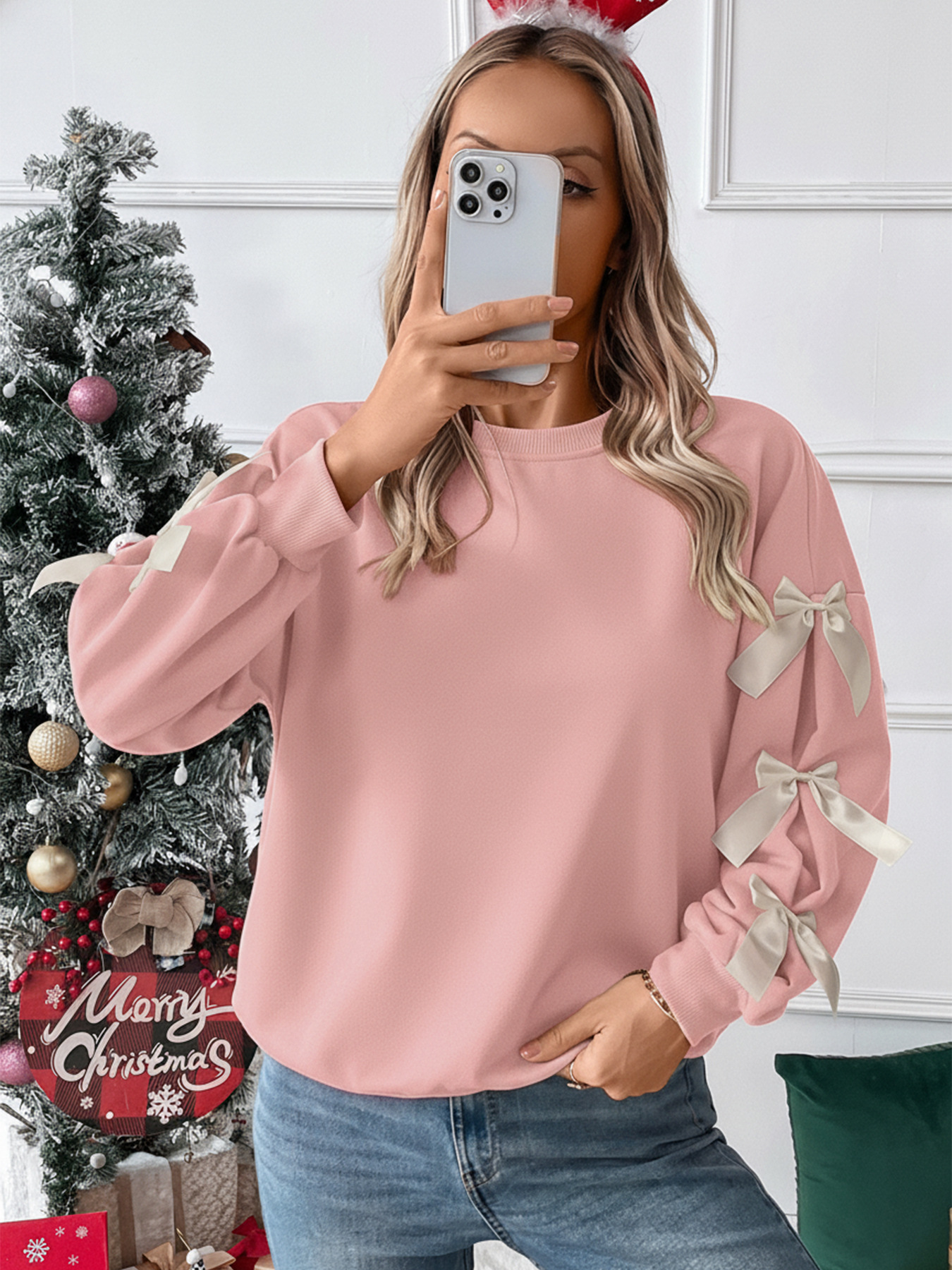Sweet Bow Decorated Long Sleeve Sweatshirt E07b90e6 8433 4498 92ac Bd48da121084