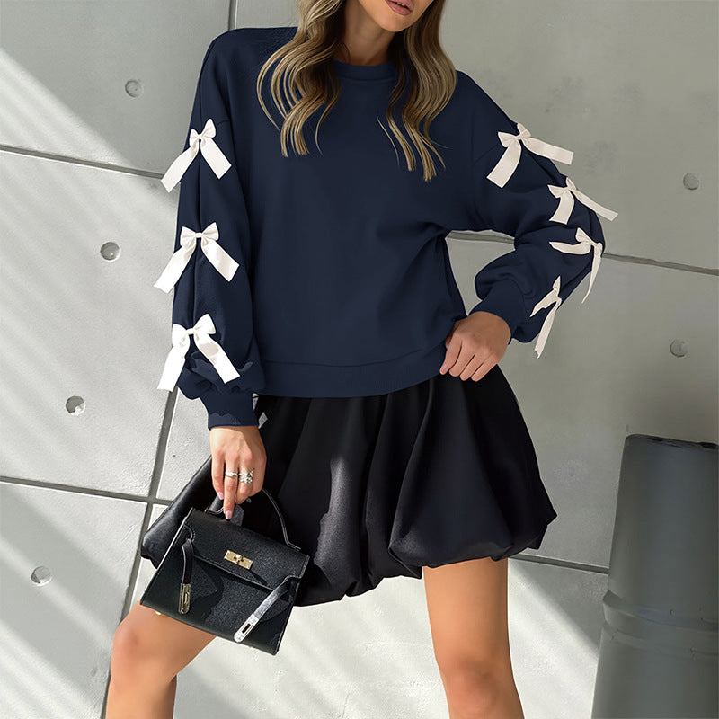 sweet bow decorated long sleeve sweatshirt sweet bow decorated long sleeve sweatshirt