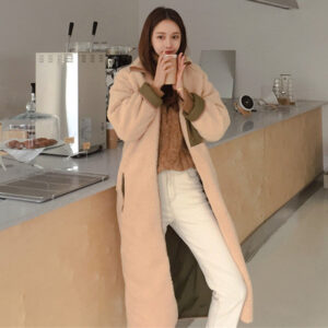 stand collar color matching lambswool two sided zipper coat