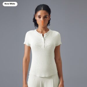 leisure wild running sports nude feel slim fit yoga t shirt