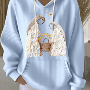 women's casual loose fashion waffle round neck sweatshirt