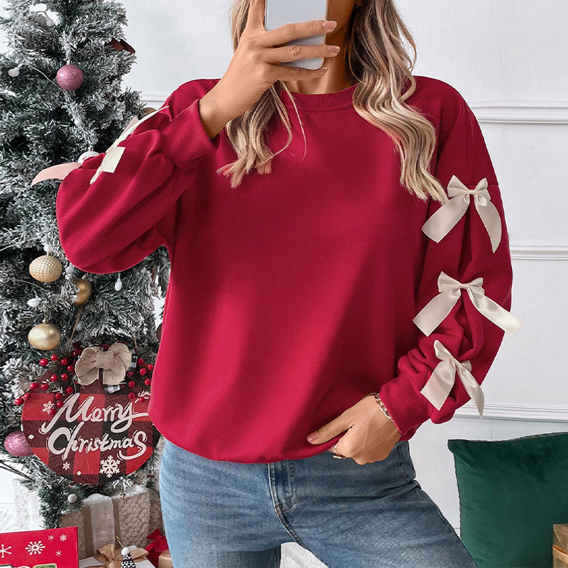 sweet bow decorated long sleeve sweatshirt sweet bow decorated long sleeve sweatshirt