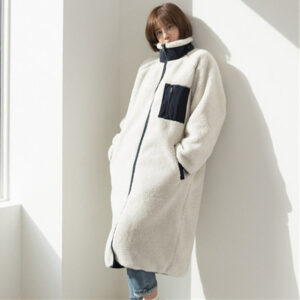 stand collar color matching lambswool two sided zipper coat