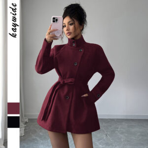 women's solid color casual button long sleeved windbreaker jacket