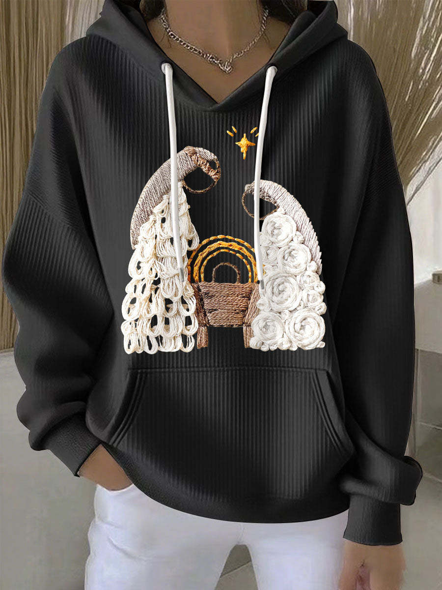 Women's Casual Loose Fashion Waffle Round Neck Sweatshirt Ee8242b3 3289 4bb3 9c96 931276bd8afb