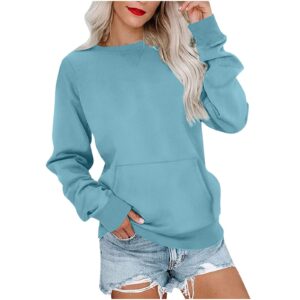 women's pin solid color round neck loose long sleeved sweater