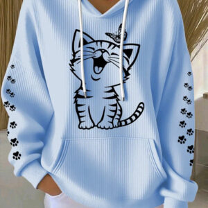 women's 3d printed casual waffle hoodie