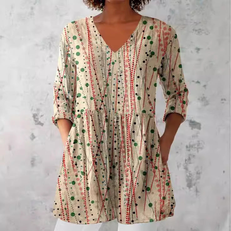 women's loose and comfortable digital printed round neck short sleeved top women's loose and comfortable digital printed round neck short sleeved top