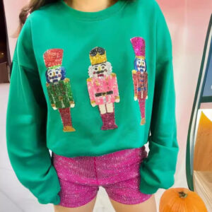 women's casual all matching printed autumn and winter round neck sweater